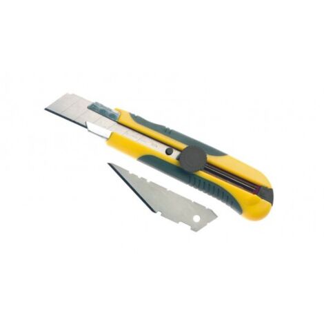 JOUANEL - Cutter bi matière 25 mm, 1 lame droite à casser et 1 lame trapézoïdale - 25 mm