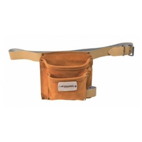 Jouanel – Poche à clous cuir avec ceinture 40mm – 2 poches rectangulaires – 3 porte-accessoires – Cuir poncé cognac – Réf: POCOU