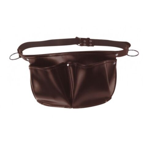 Jouanel – Tablier de charpentier en cuir brun avec ceinture 25mm – 2 poches à clous – 2 anneaux porte-accessoires – : TABCH