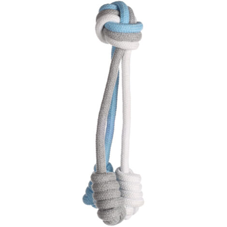 Jouet 3 cordes avec balle nouée ø 5 cm x 22 cm pour chien - Flamingo