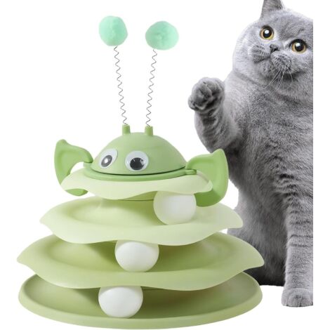 Jouet à disque tournant pour chat - Tour à 3 couches pour l'exercice