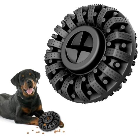 Jouet à Mâcher Chien, Jouet de Molaire en Caoutchouc de Qualité Alimentaire, Distributeur de Nourriture Non Toxique pour Animaux de Compagnie, Jouet de Nettoyage des Dents Interactif - Noir