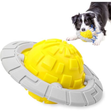Jouet à mâcher indestructible pour chien, jouet couineur avec balle sonore, jouet interactif pour chien, convient aux chiens de petite, moyenne et grande taille (jaune)
