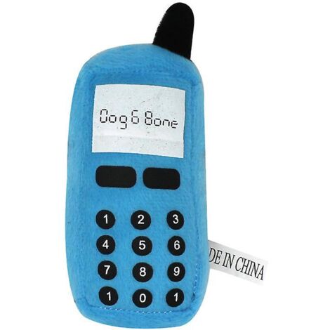 Jouet à mâcher interactif en peluche bleue en forme de téléphone portable pour chats et chiens