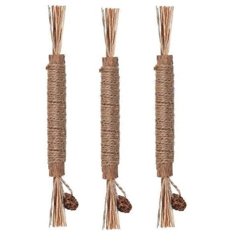 Jouet à mâcher pour chats, nettoyage dentaire, bâton Matatabi pour chaton, lot de 3 grands sticks à mâcher anti-stress, soin bucco-dentaire naturel.
