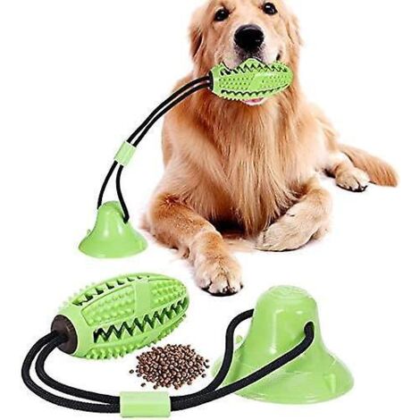 Jouet à mâcher pour chien à ventouse avec fonction de nettoyage et d'hygiène dentaire - Vert
