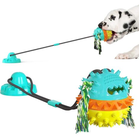 Jouet à mâcher pour chien avec ventouse, jouet interactif pour chien avec balle, jouet molaire pour chien, dents propres et distributeur de nourriture pour chien