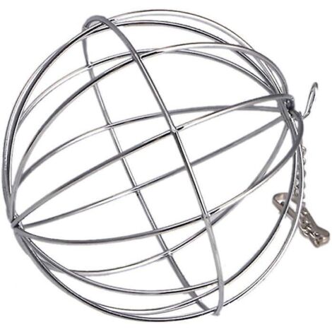 Jouet à mâcher pour lapin, sphère creuse en acier inoxydable argenté avec crochet à chaînette