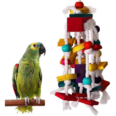Jouet à mâcher pour oiseaux - Bloc de bois à mâcher pour cage de perroquet, idéal pour les petits et moyens perroquets et oiseaux.