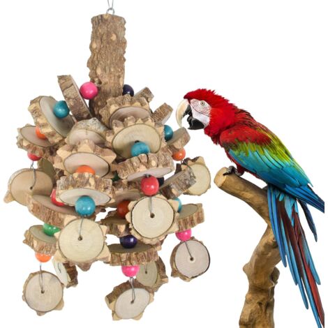 Jouet à Mâcher pour Perroquets et Oiseaux en Bois Naturel - Blocs Multicolores pour Grimper - Love Birds