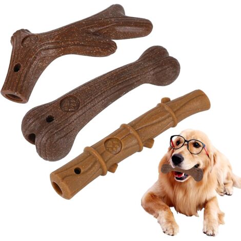 Jouet à mâcher résistant pour chiens mâcheurs agressifs, os à mâcher pour la poussée dentaire, jouet indestructible pour chiens, bâtonnet durable