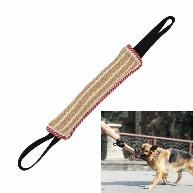 Jouet à Mordre pour Dressage de Chien Boudin pour Chiens Bâton à Mâcher Boudin en Jute avec 2 Poignées Jeu de Tirage Entraînement pour Chien (Bandes