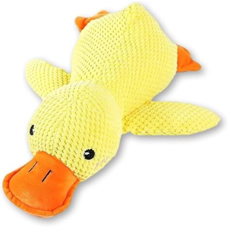 Jouet Anti-Stress Ente pour Chien - Peluche Indestructible pour Petits et Grands Chiens, Doudou Chien avec Design Sécurisé (Jaune)