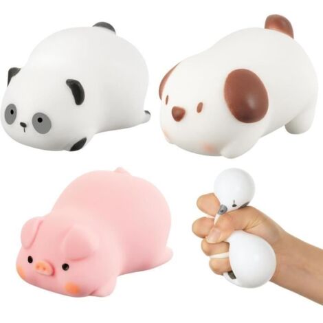 Jouet anti-stress - Multicolore - 3PCS Squeeze Jouet - TPR - Chiot, Cochon, Panda - Taille de poche
