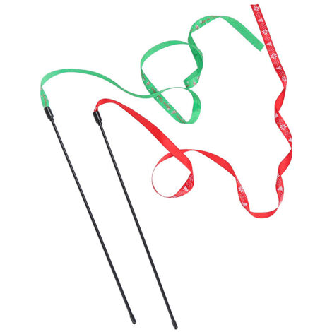 Jouet baguette pour chaton de Noël avec ruban rouge vif ou vert
