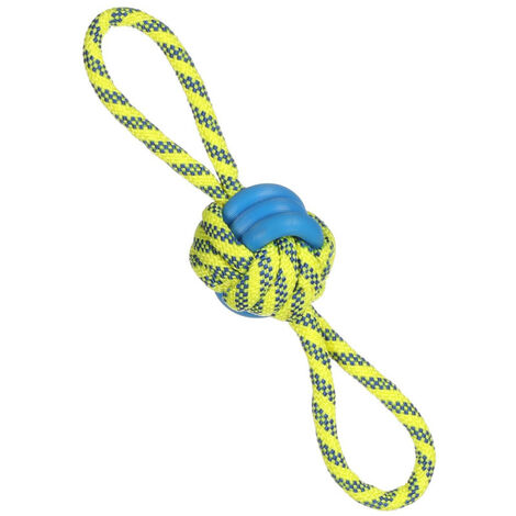 Jouet Balle nouée ø 7 cm x  30 cm Bleu & Jaune pour chien - Flamingo