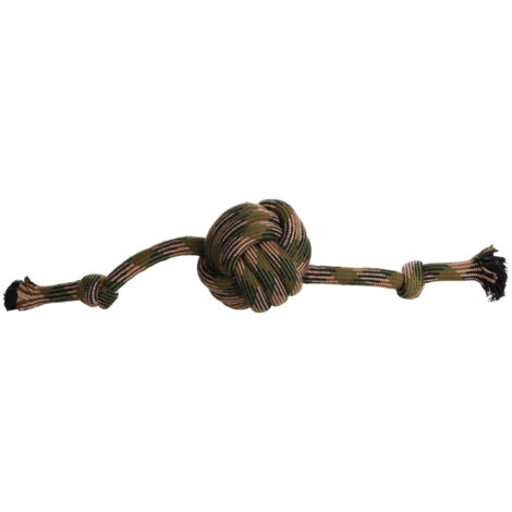 Jouet Balle nouée Corde avec 2 nœuds Camouflage 65 cm pour chien - Flamingo