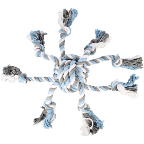 Jouet Balle nouée Octopus Bleu Jim ø 17 cm x 70 cm pour chien - Flamingo