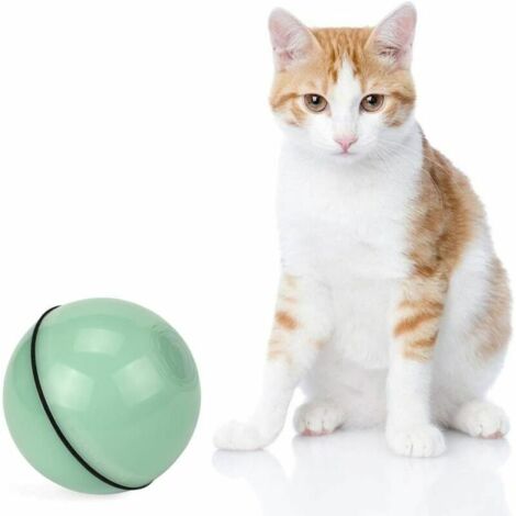 Jouet Balle USB Rechargeable pour Chat, Boule Rotative Automatique Interactive avec Lumière Brillante Jouet en ABS Smart LED Balle de Jeu pour Chat de Compagnie Chaton(Blanc)