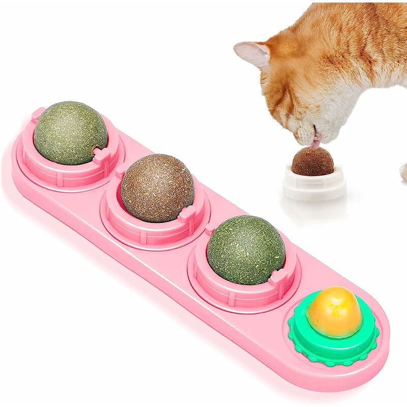 Jouet Boule d'herbe à Chat,Herbe à Chat Sûre et Saine,Balle Rotative Naturelle,Cataire pour Chat,Jouet de Lécher pour Chat et Chat Naturel en Forme