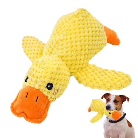 Jouet canard apaisant chien - 1 pc, Jouet à mâcher peluche jaune couineur, Oreiller confortable intérieur extérieur - Jaune