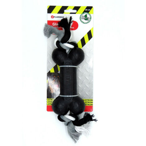 Jouet caoutchouc Gladiator haltère et corde 18 cm pour chien - Flamingo