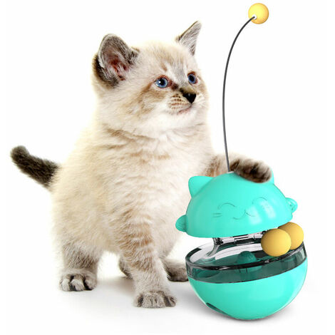 Jouet Chat 4 en 1, Jouets Chat Interactif avec Bâton Chat, Jouet Chat Croquette Facile à Nettoyer, Jouet Chat Balle avec Double Boule, Tumbler Jouet pour Chat Peut Tourner de 360 Degrés -Fontainebl