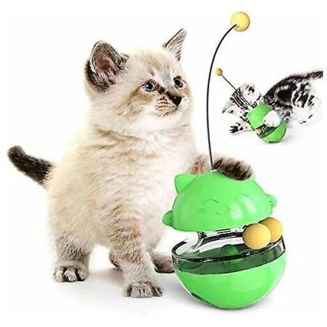 jouet Chat Avec Balle Et Plume, Jouet Interactif Chat Avec Bton Pour Chat, Jouet Distributeur Croquette Chat Facile  Nettoyer