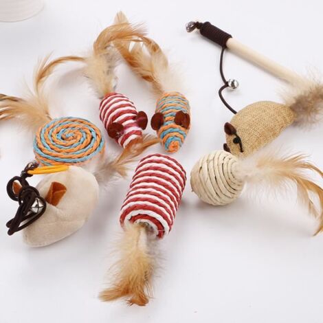 Jouet chat - Ensemble 7 Pcs jouets pour chat drole avec Boîte-Cadeau