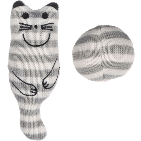 Jouet Chat Gris + balle avec Catnip 13 cm x 3 cm pour chat - Flamingo