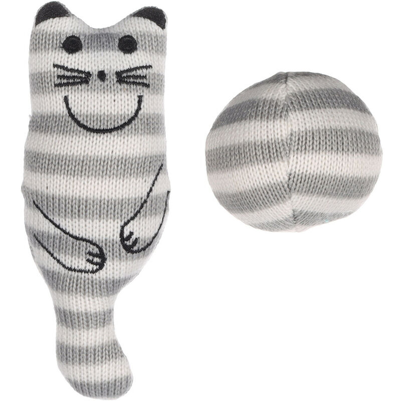 Jouet Chat Gris + balle avec Catnip 13 cm x 3 cm pour chat Flamingo