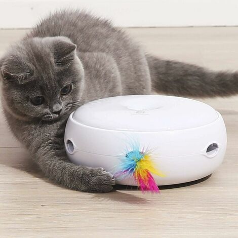 Jouet Chat Intelligent pour Chat à Plume, 2020 Version Améliorée Jouet Interactif Chaton, 3 Modes Jouet Electronique Travail Automatique Aléatoire Stimulateur Intéressant -Piles Incluses