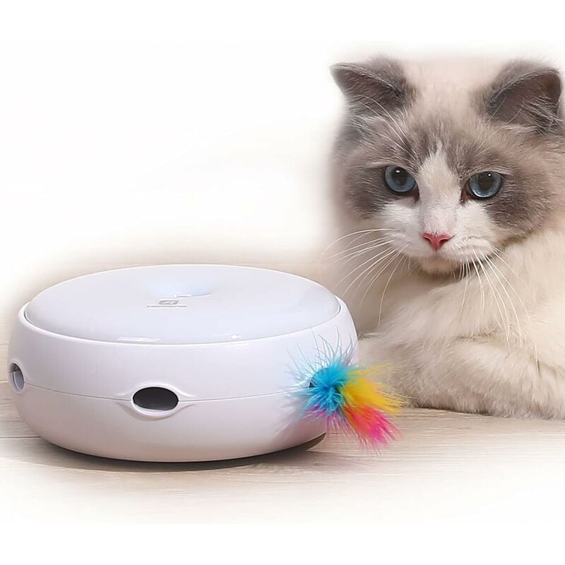 Gabrielle Jouet Chat Intelligent pour Chat à Plume, Version Silencieuse Jouet Interactif Chaton, 3 Modes Jouet Electronique Travail Automatique