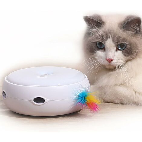 Jouet Chat Interactif, Jeux pour Chat Automatique à Plume, Jeu Tourbillonnant Chaton pour Appartement Intérieur Piles Incluses