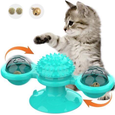 jouet Chat Interactif, Jouet Pour Chat Moulin  Vent Rotatif, Jouet  Mcher Tourne-disque Brosse  Cheveux Pour Animal De Compagnie Jouets Chat Herbe