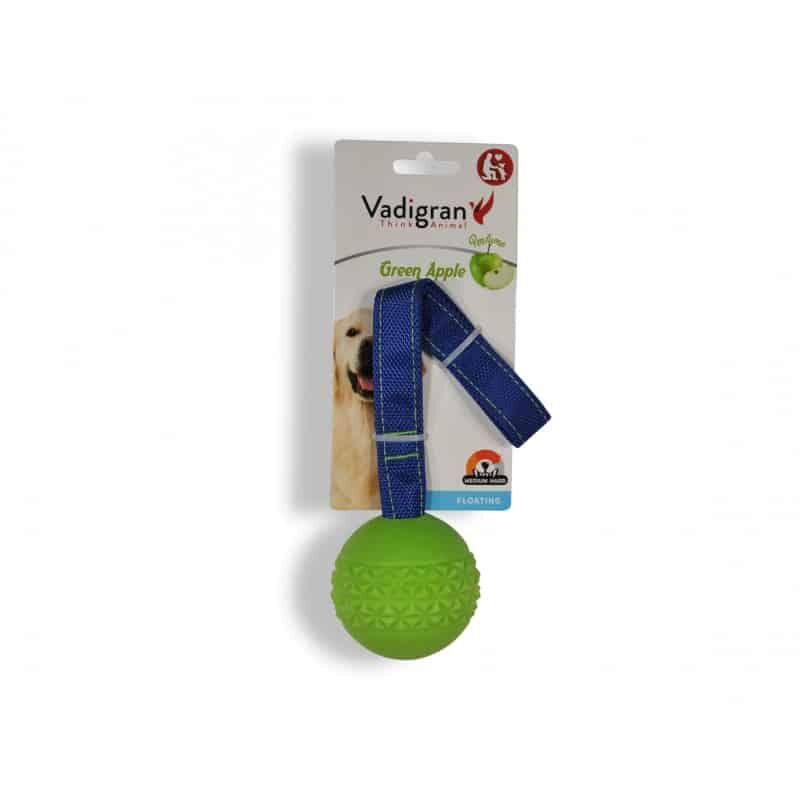 Vadigran - Jouet chien tpr balle avec corde green apple 6,3cm