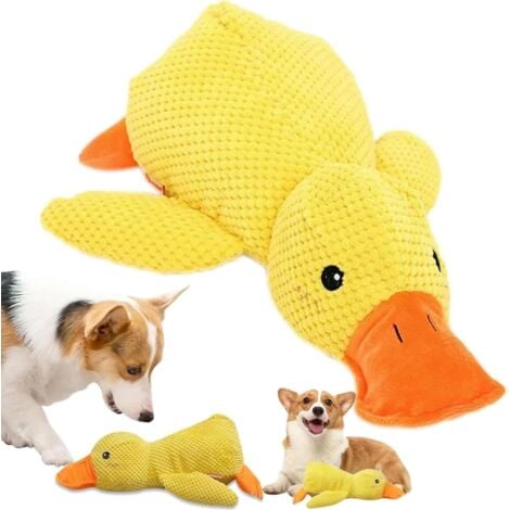 LABLANC Jouet Chien,Canard en Peluche Jouet pour Chien,Jouet Anti-Stress Petits Chiens et Chiots,Jouet Canard Couineur Jaune Doux