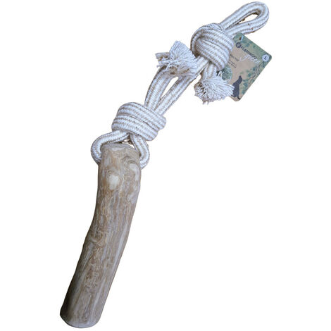 Jouet corde à tirer avec bâton à mâché Green java 51 cm L pour chien - Flamingo