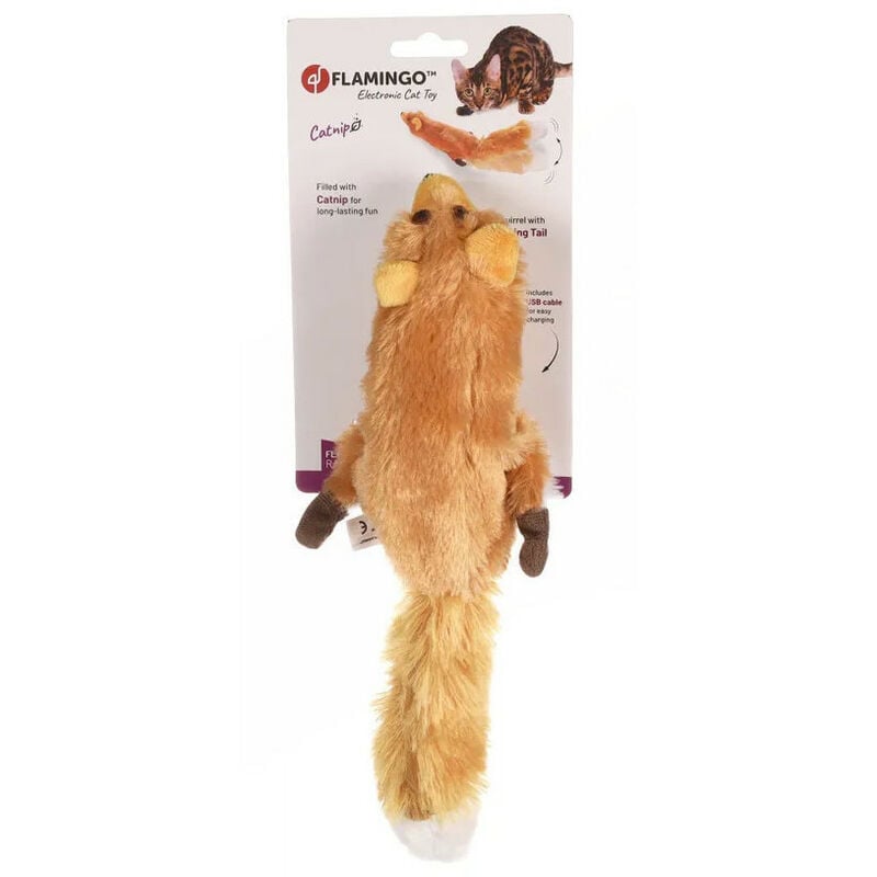 Jouet écureuil électronique avec queue mobile 34 cm pour chat Flamingo