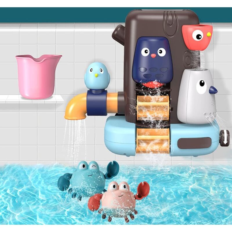 Lling - Jouet de bain pour bébé, ensemble de jouets de bain pour bébé, jouet de douche de bébé, jouet de baignoire avec cascade, jet d'eau et