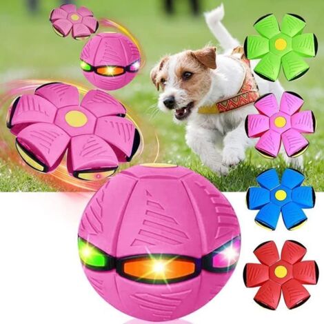 Jouet de Boule de Chien - Soucoupe Volante - Lumineuse - 6 Couleurs - Interactif - ABS et Caoutchouc Souple