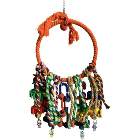 Jouet de cage à oiseaux - Anneau coloré - Balançoire - Accessoire de cage