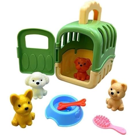 Jouet de Jeu de Simulation de Chien, Ensemble de Jeu de Soins pour Chiens - Ensemble de Jeu éducatif de Simulation de Cage