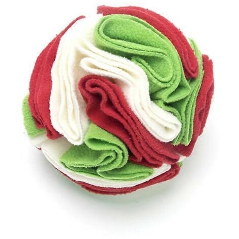 Jouet de reniflage pour chien, balle d’alimentation lente, entraînement olfactif pour chien, 10 cm, blanc rouge vert, jeu de stimulation mentale canine.