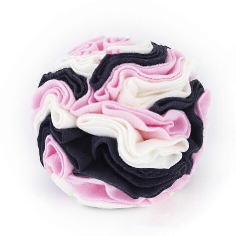 Jouet de reniflage pour chien, balle d'odorat pour alimentation lente, entraînement au travail du nez, 20 cm, rose foncé et blanc.