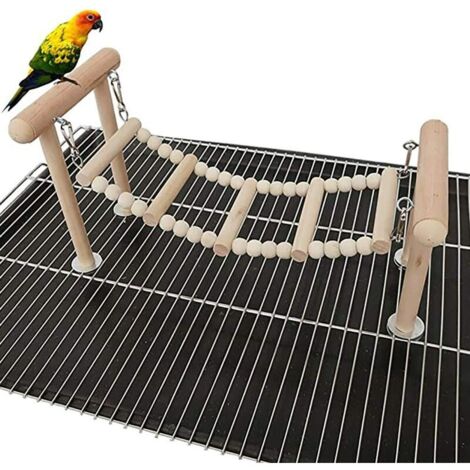 Jouet de Support de Perchoirs d'Oiseau, Jouets d'Echelle Escalade en Bois de Balançoire, Gymnases de Jeu pour Perroquet Cage à Oiseaux，Superma, Ensoleillé