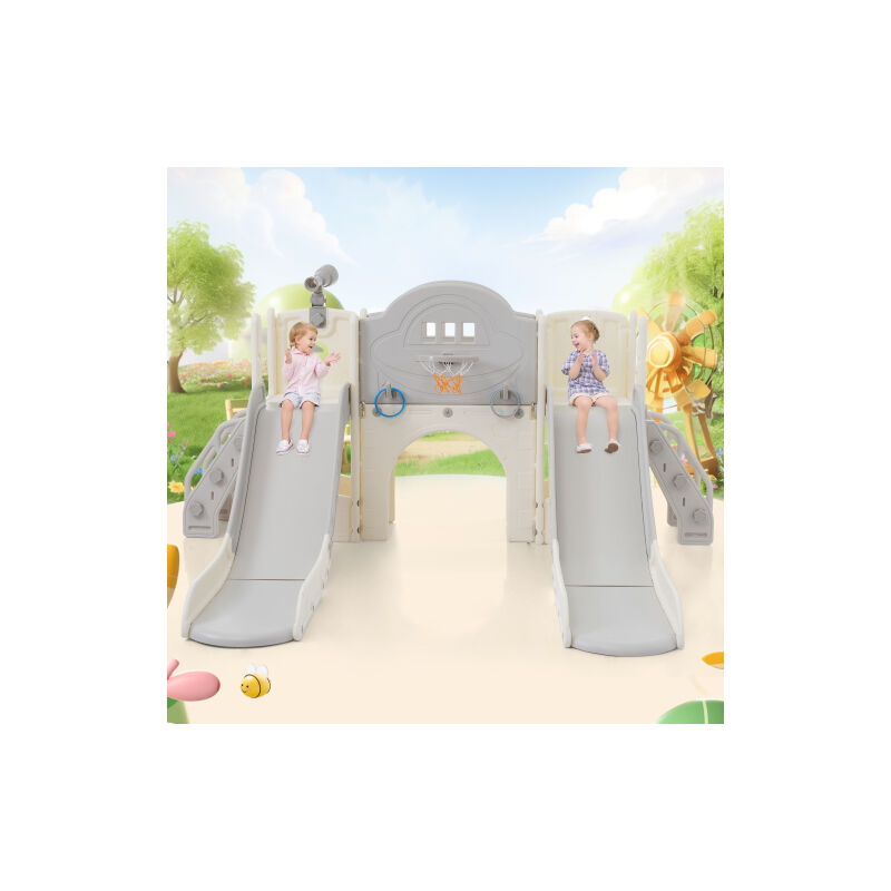 Jouet d'escalade de glissière 8 en 1 pour enfants, glissière multifonctionnelle de glissière de 2 glissières, glissière indépendante, escalade, jeu