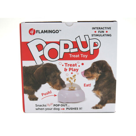 Jouet distributeur de friandises popup 20 cm x 18 x 11.5 cm pour chien - Flamingo