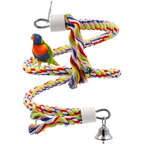 Jouet d'oiseau de Bungee de Corde, Petit Jouet de Perroquet de Taille Moyenne ou de Taille Moyenne Jouet Pure de Perle coloré Naturel de Perle de Cage