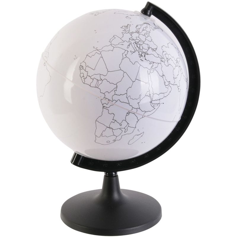 Jeux 2 Momes - Jouet éducatif - Globe terrestre rotatif à colorier - Diam. 15 x 21 - Blanc